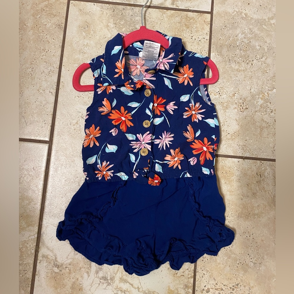 Girls matching set I Forever Me I Tropical Beach Shirt and Blue Shorts set I